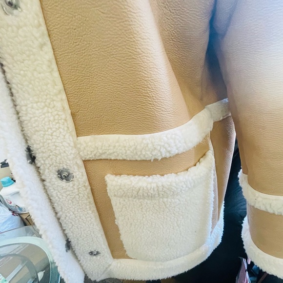Avec Les Filles Darylane Faux-Shearling Faux-Leather Woman’s Coat Size M - Picture 4 of 16